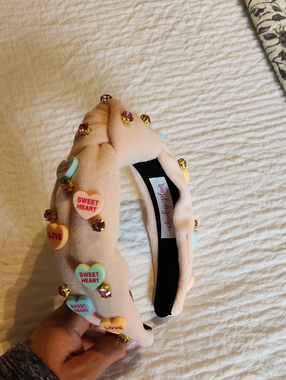 Pink Candy Heart Embellished Kids Headband